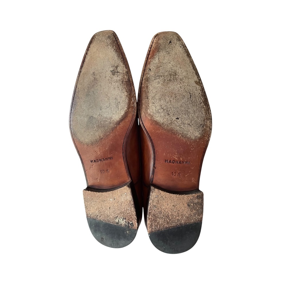Magnanni Mens Double Monk Strap Leather Loafers Cognac Brown Made in Spain 10 M - Picture 7 of 8
